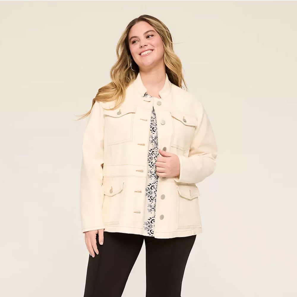 Lane Bryant Cream Military Jacket